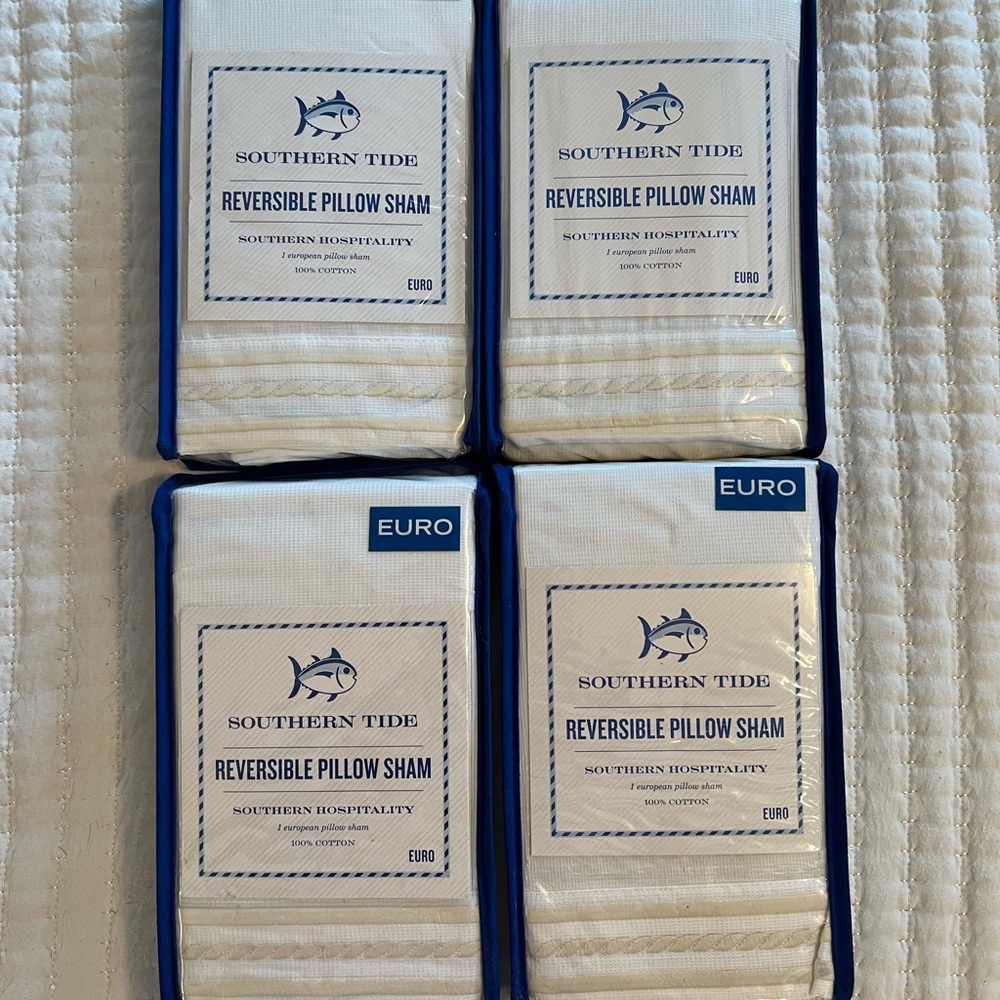 Southern Tide Reversible Pillow Sham - White and Tan